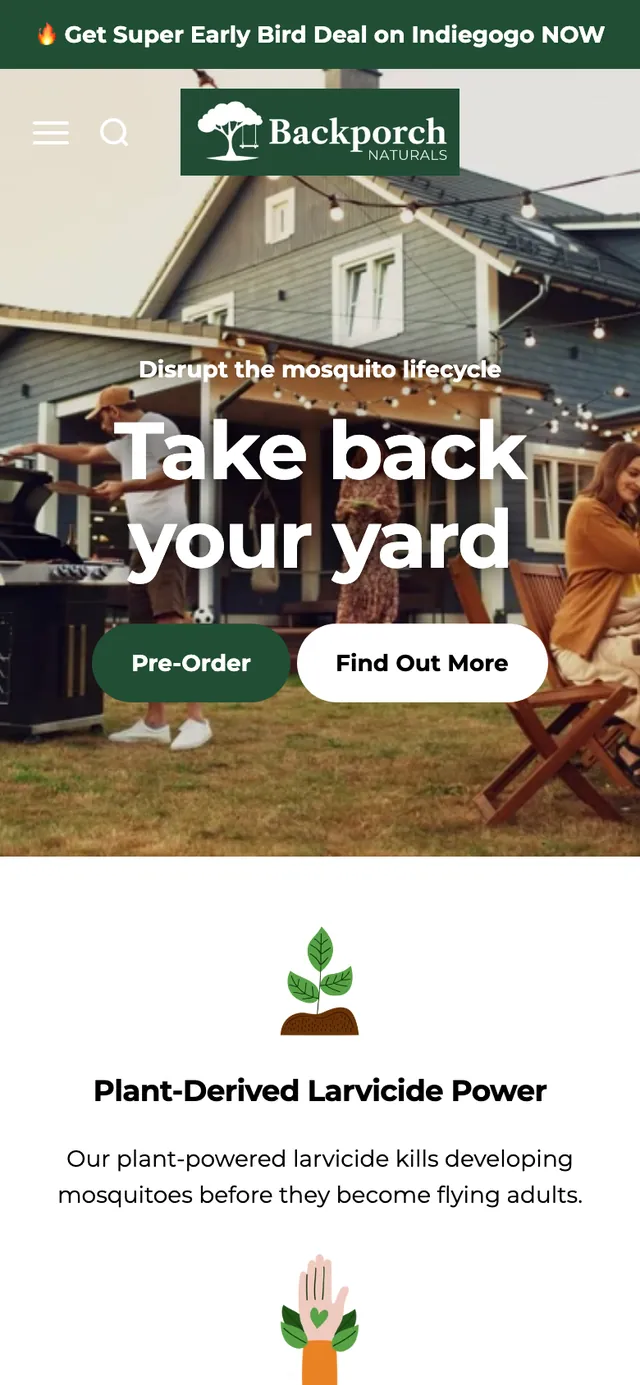 Backporch Naturals — current storefront on mobile