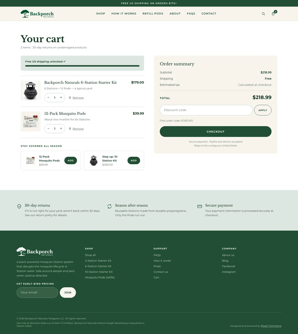 Design v1 — backporchnaturals-v1.powercommerce.com/cart