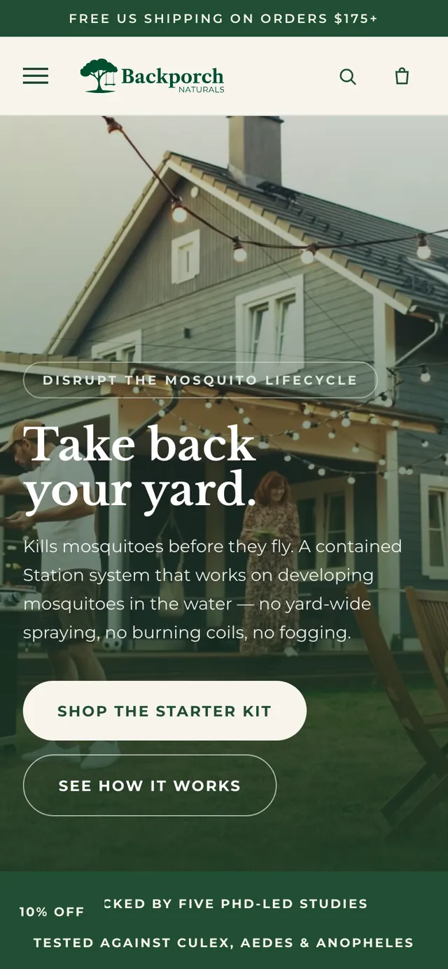 Backporch Naturals — new storefront on mobile