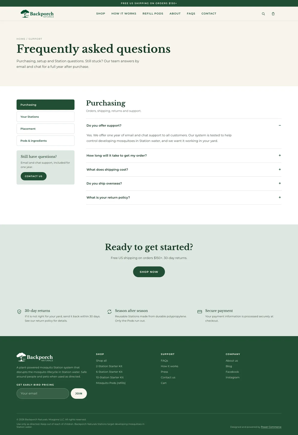 Design v2 — backporchnaturals.powercommerce.com/faq