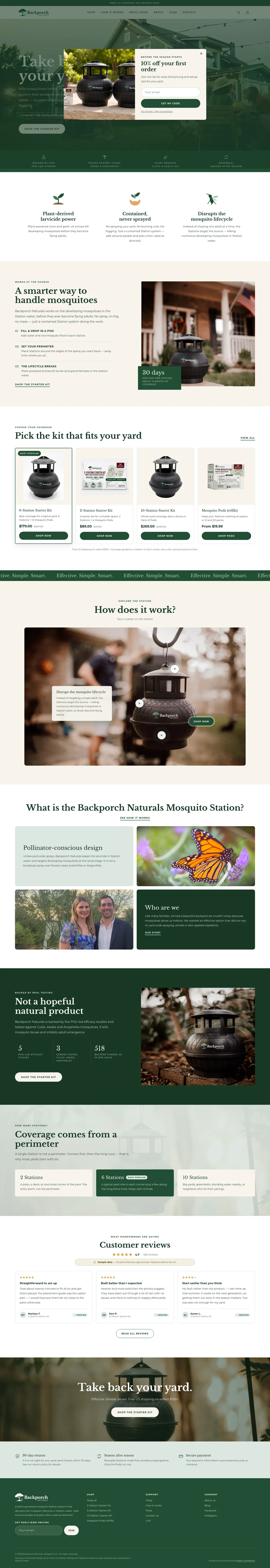Design v2 · first visit — backporchnaturals.powercommerce.com — first visit