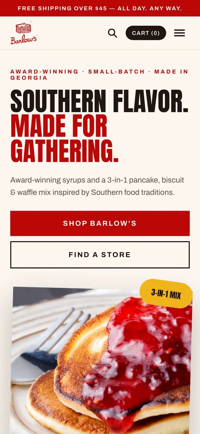 Barlow’s Foods — new storefront on mobile