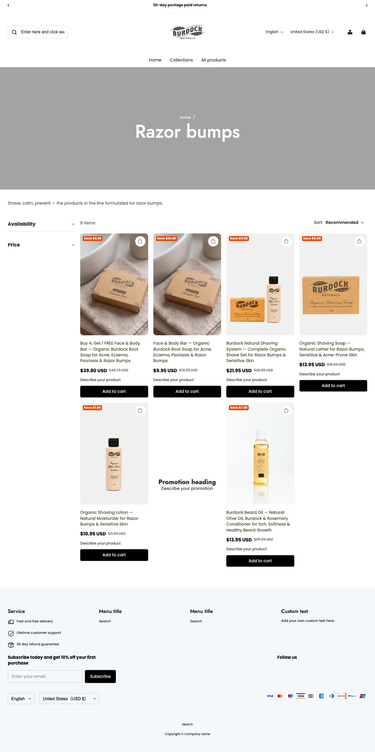 Live on Shopline — /collections/razor-bumps