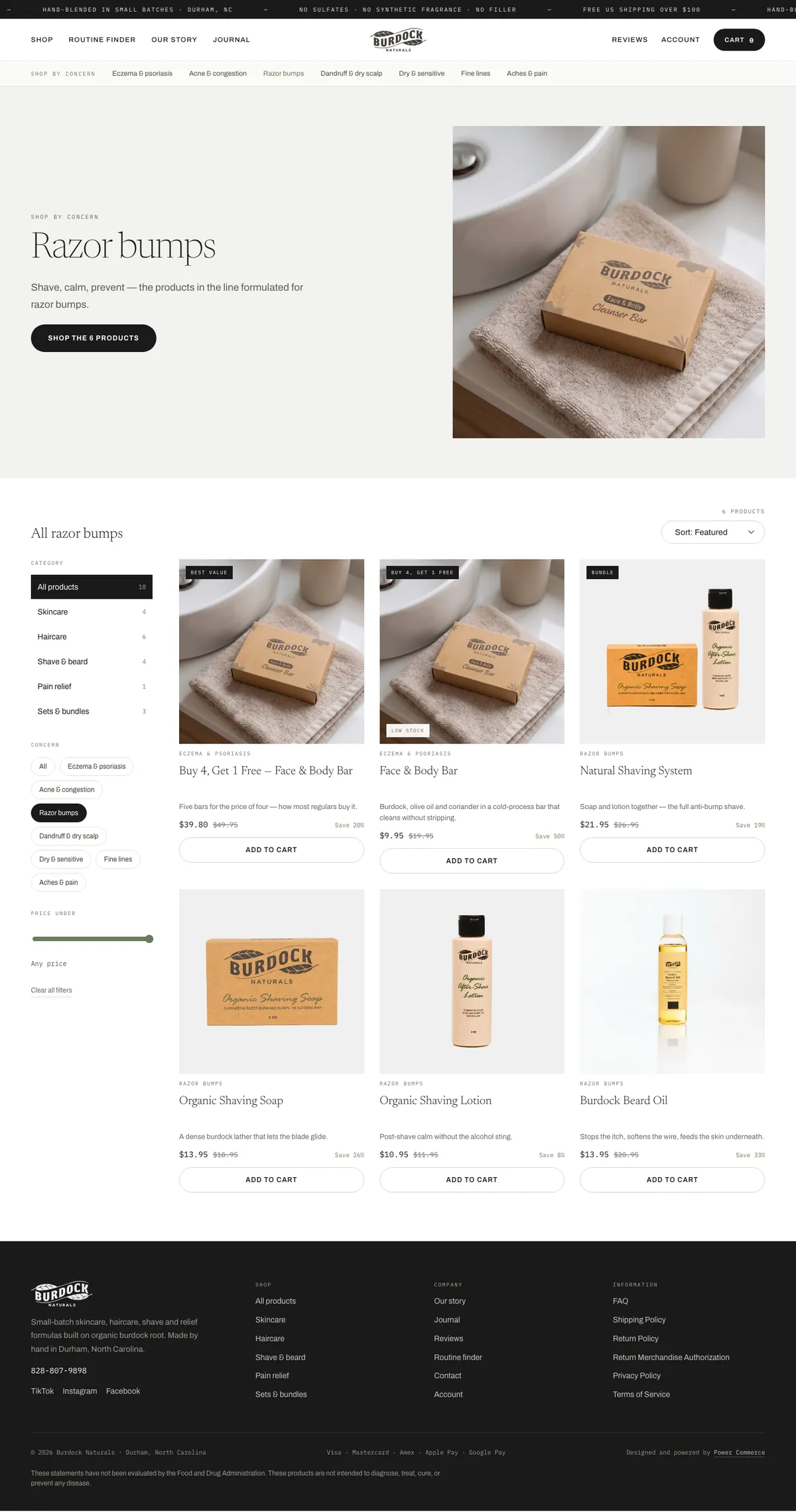 After — New storefront design · razor bumps