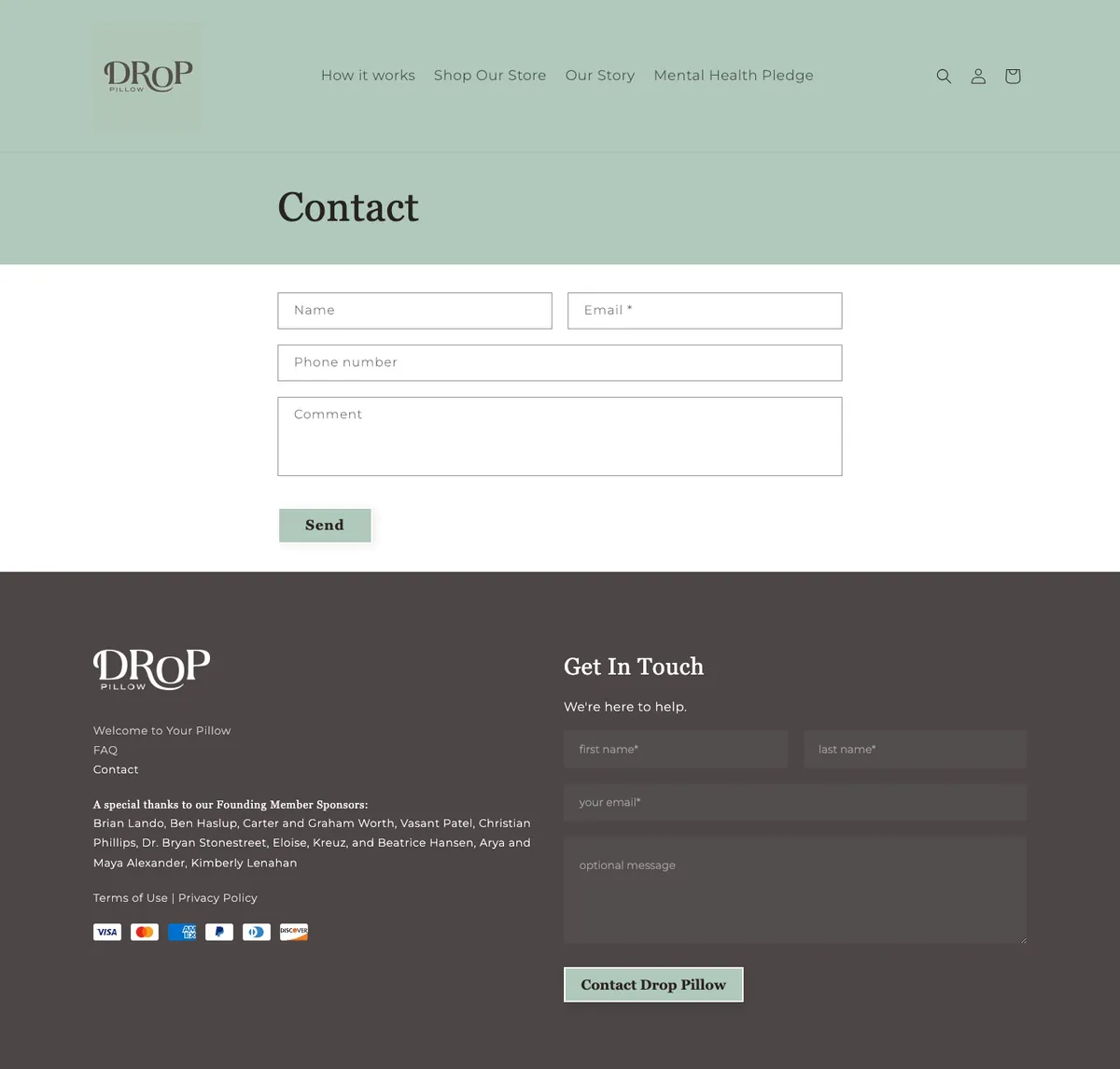 Before — droppillow.com/pages/contact