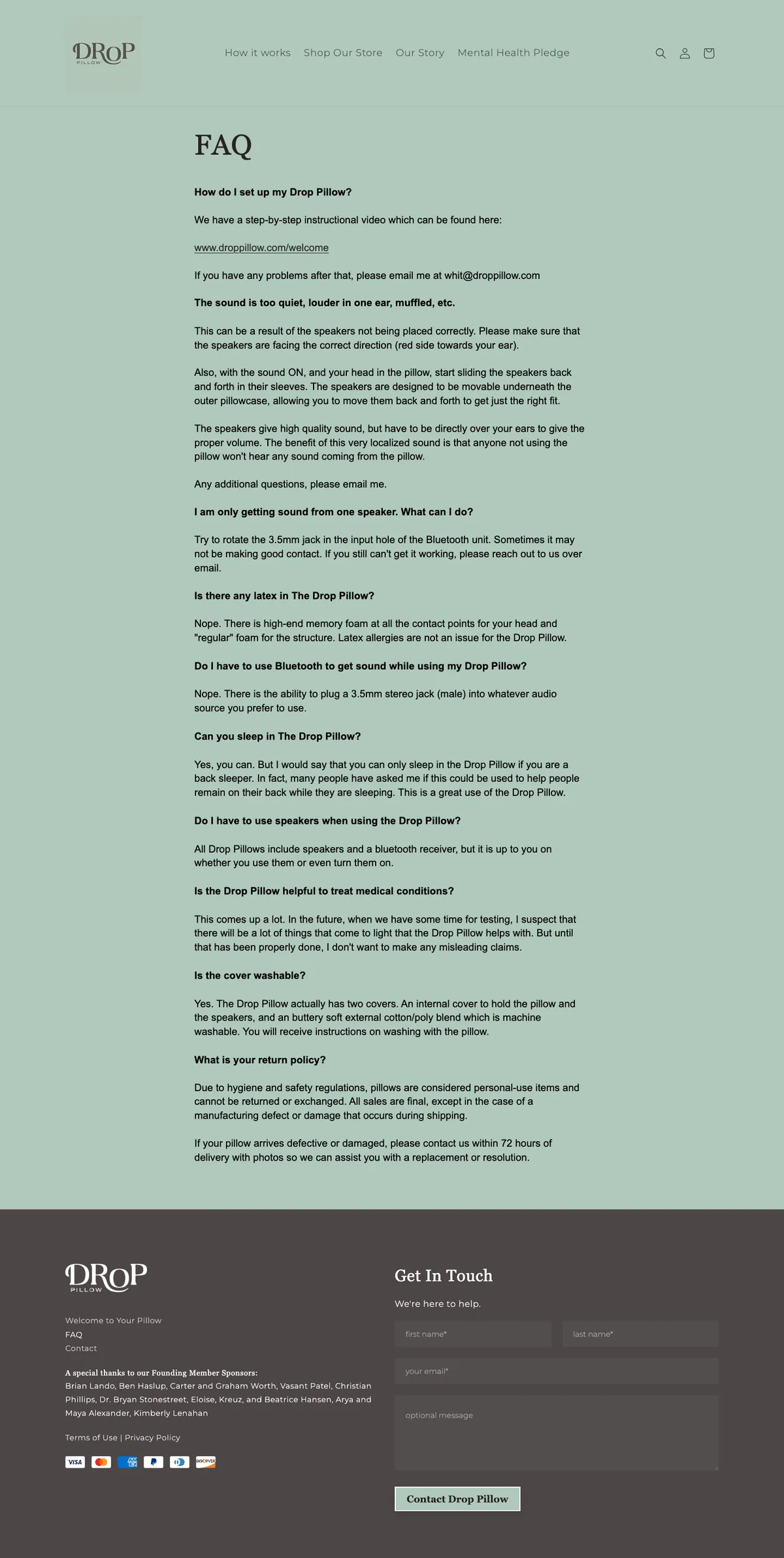 Before — droppillow.com/pages/faq
