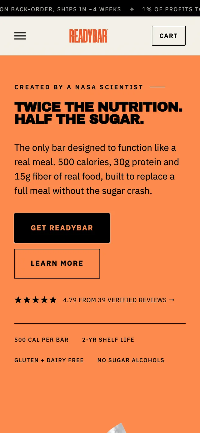 READYBAR — new storefront on mobile