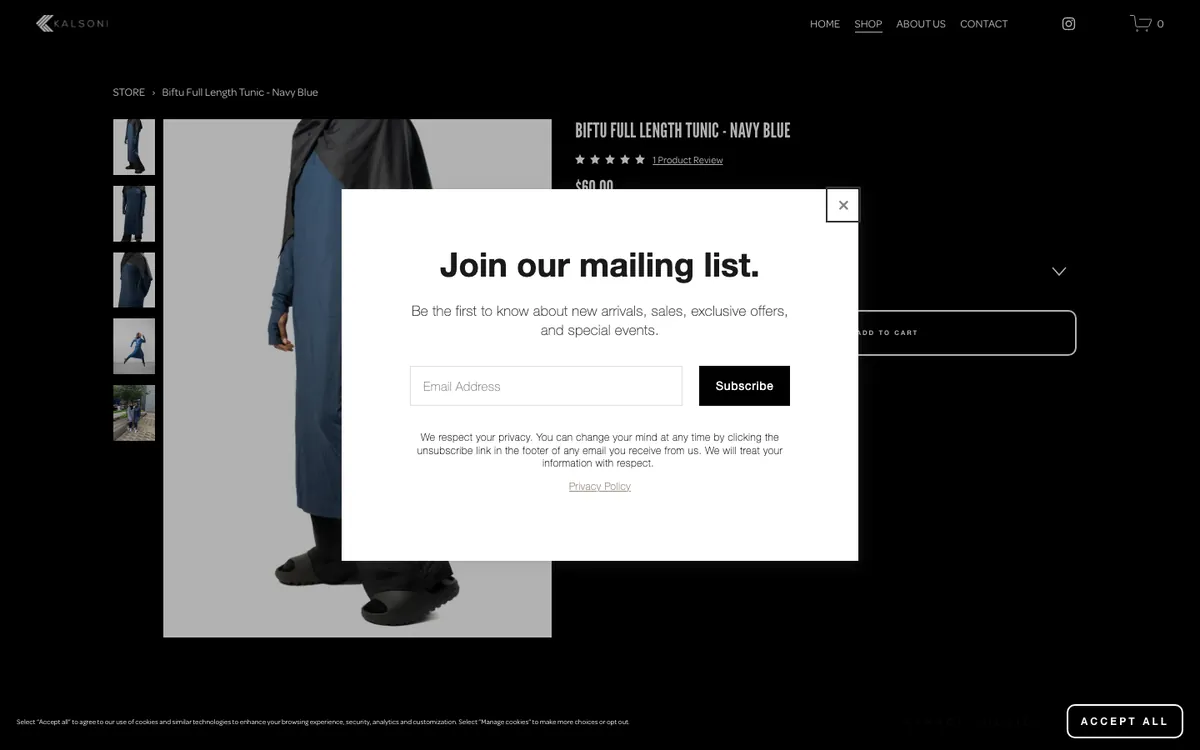 Before — Size buttons, size guide in place, “Select a size”