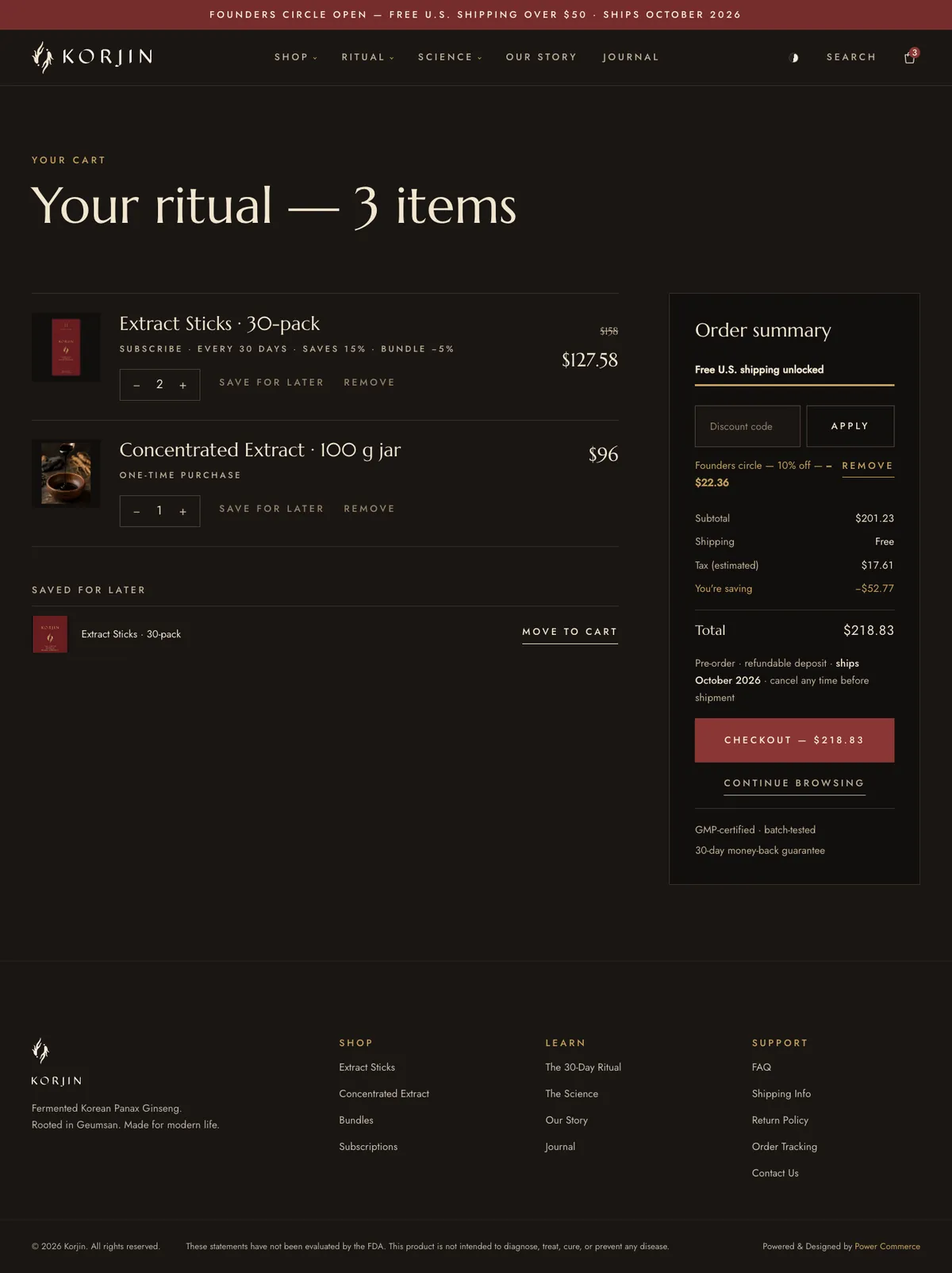 After · design — korjin.powercommerce.com/cart